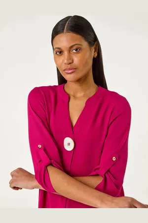 Roman V-Neck Button Detail Top38