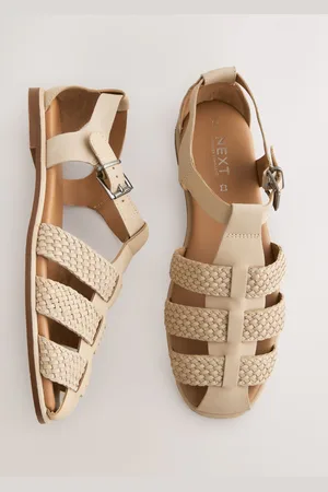 Next Forever Comfort Læder Rund Lukket Toe Weave Detail Fisherman Sandalereu37