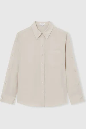 Reiss Reenie Silk Button Sleeve Skjorter42
