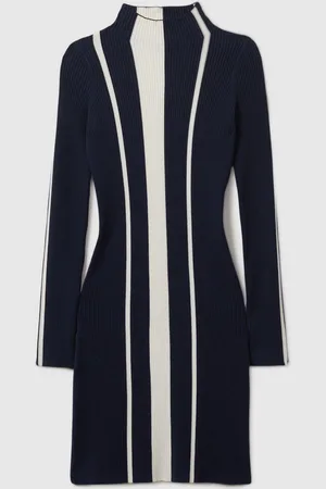 Reiss Kelli Ribbed Striped Mini DressM