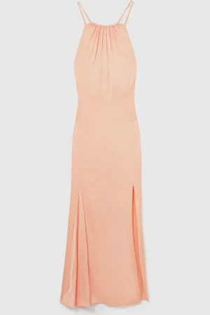 Reiss Tallie Satin Halterneck Maxi Dress38