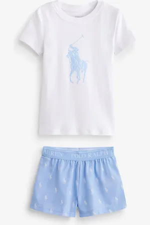 Ralph Lauren Blå 100% Bomuld Ponyspiller Pyjamassæt6 år (116cm)