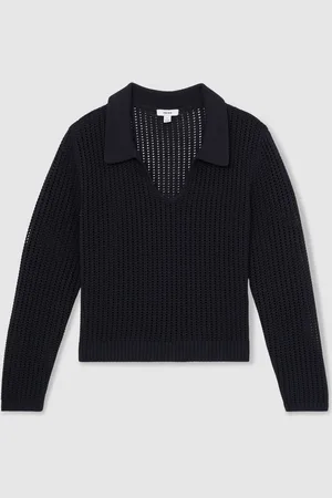 Reiss Matilda Cotton Blend Open Collar Jumpermedium