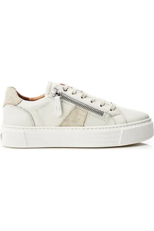 Moda In Pelle White Sh Ely Side Zip Mid Slab Sole Trainers