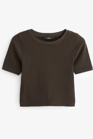 Next Slim Fit Ribbet Kortærmet TopXS-S