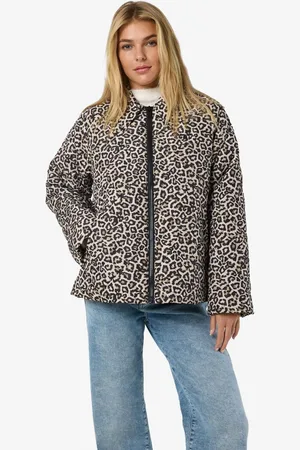 Noisy May Leopard Print Quilted Zip Up Jacket40