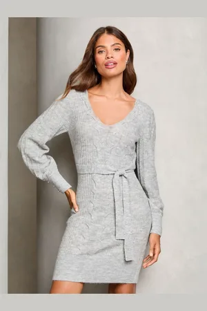 Lipsy London V-Neck Cable Knitted Dress42