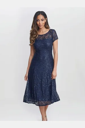 Gina Bacconi Genny Hætteærmer Midi Length Pailletter Lace Kjole40