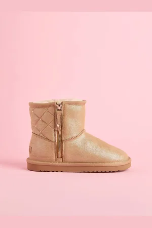 Lipsy London Side Zip Quilted Panel Faux Fur Suede Lined Ultra Soft Bootie