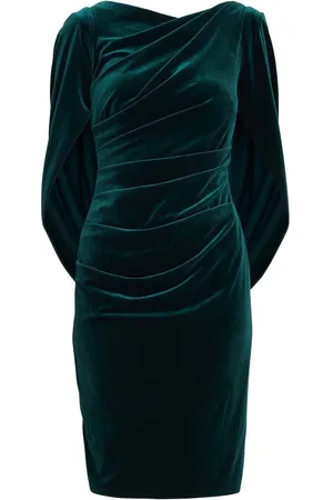 Gina Bacconi Green Rosalind Velvet Dress With Back Piece48