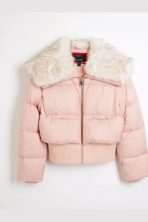 River Island Padded Faux Fur Trim Bomber Jacket44