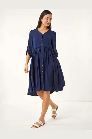Roman Satin Drop Waist Smock Dress42