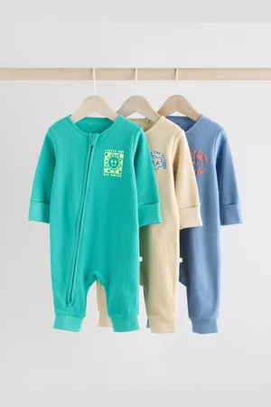 Next Baby Two Way Zip Footless 100% Bomuld Sovedragter 3 Pakke (0måneder-3år)8692cm