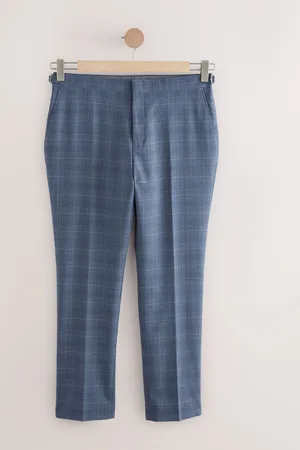 Next Tailored Fit Wool Blend Check Trousers36s
