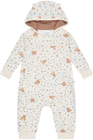 Mori Cream Bear Print Organic Cotton And Bamboo Lined Pramsuit1.5 - 2 år (86 - 92cm)