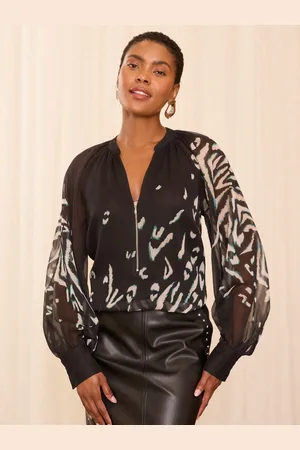 Love & Roses Zip Front Mix Sheer Langærmet Bluse42