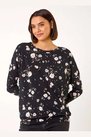Roman Floral Print Drop Shoulder Stretch Top42