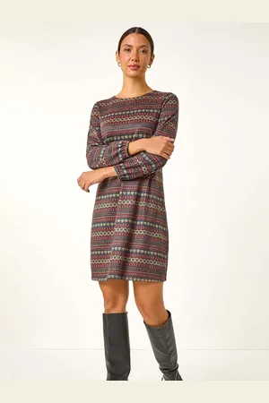 Roman Heart Print Swing Stretch Dress48