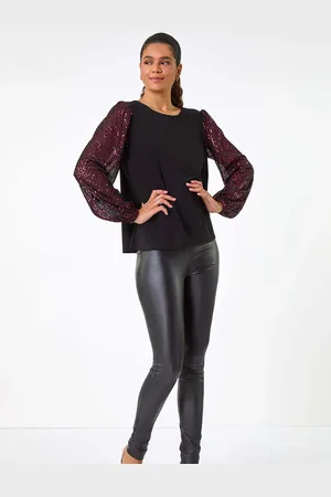 Roman Sequin Sleeve Stretch Top44