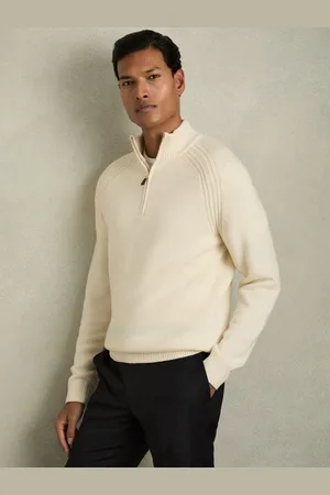 Reiss Roberts Wool-Blend Ridge-Seam Half-Zip TrøjeStor