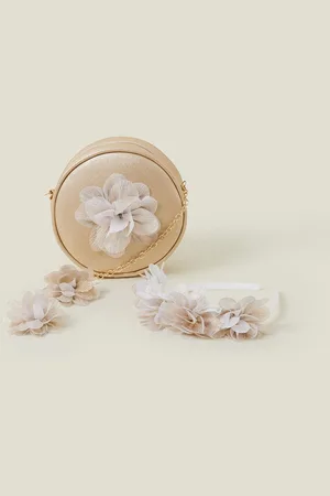 Accessorize Girls Flower Round Bag and Hair Seten