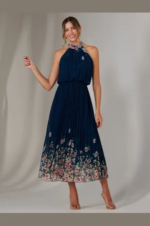 Jolie Moi Pleated Halterneck Maxi Dress44