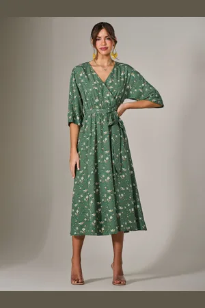 Jolie Moi Tie Front Half Sleeve Midi Dress36