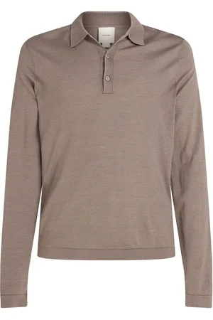 Calvin Klein Italiensk Merino Silk Langærmet Polo-skjorterXL
