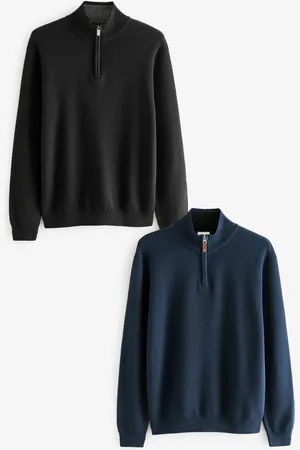 Next Normal pasform 100% Bomuld Premium Quarter Zip Trøje 2 PakkeXL Reg