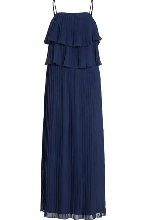 VILA Chiffon Ruffle Pleated Maxi Occasion Dress38