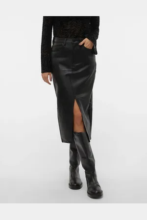 VERO MODA Faux Leather Midi Skirt36