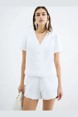 River Island White Frill Linen Tailored Top38