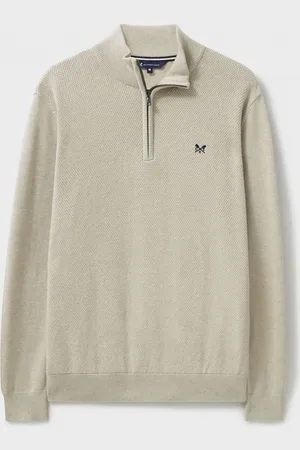 J.Crew Company Moss Stitch Half Zip Brown 100% Cotton JumperXXL