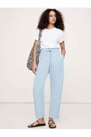 Banana Republic High-Rise Barrel Tencel Linen Trousers38