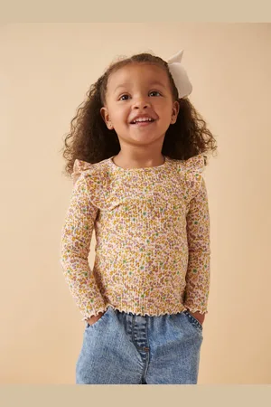 Next Cotton Rich Langærmet Ribbed Frill T-shirt (3mdr.-7år)9 - 12 måneder (74 - 80cm)