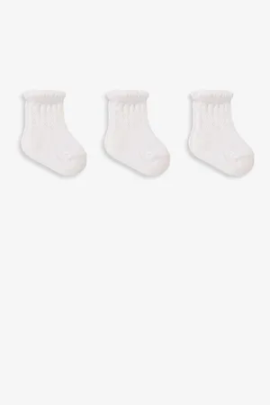 JoJo Maman Bébé 3-Pakke Pretty Pointelle Sokker6 - 12 måneder (68 - 80cm)