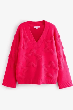 Next Star Textured V-Neck Long Sleeve Knitted Jumper With WoolXL almindelig