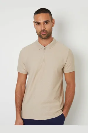 Threadbare Textured Quarter Zip 100% Cotton Polo Shirtxlarge