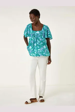 Roman Floral Print Square Neck Top40