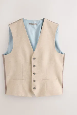 Next Textured Linen Suit Waistcoat50 Lang (UK 40 L)