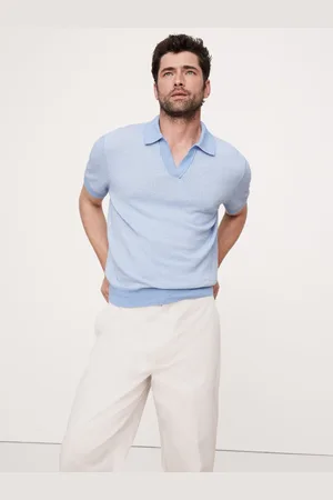 Banana Republic Cotton-Linen Johnny-Collar Polo Jumperxlarge