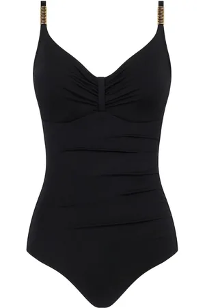 Chantelle Icon Underwired Ruched Smoothing Black Swimsuit80DD