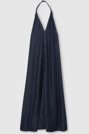 Reiss Rachel Denim Halterneck Maxi Dress44
