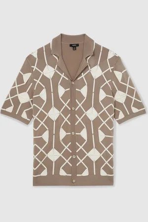 Reiss Terrazzo Geometrisk Broderi Strik SkjorterX-Large