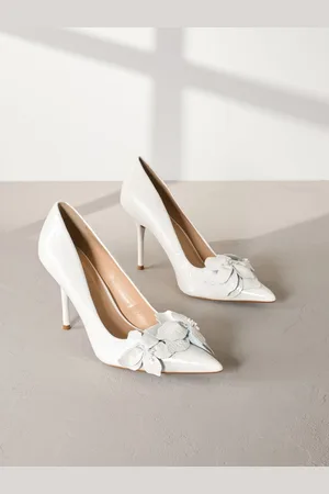 Next Signature Premium Leather Point Toe Flower Detail Court Shoeseu38