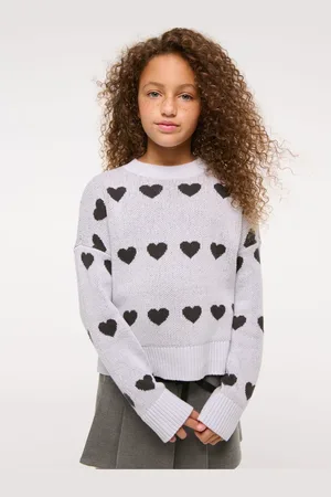 Abercrombie & Fitch Grey Heart Knitted Jumper7 - 8 år (122 - 128cm)