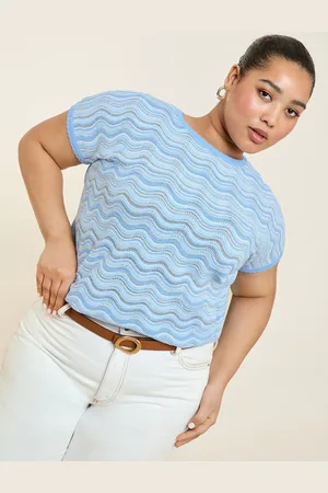 Lipsy London Stribet Stitch Sparkly Relaxed Summer Strik Top44