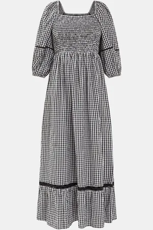 Accessorize Gingham Puff Sleeve Maxi 100% Cotton Dressmedium