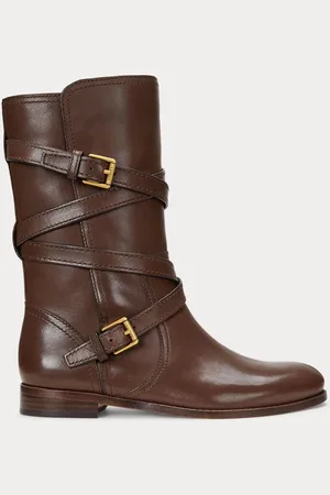 Ralph Lauren Briannah Leather Wrap Riding Boots