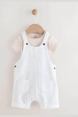 Next Baby Woven Dungaree and Striped Bodysuit Set (0mths-2yrs)6874cm